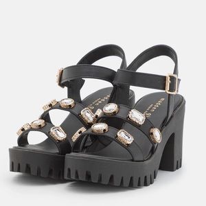 MADDEN GIRL Rhinestone STUNNING Lug Sole Sandals NIB